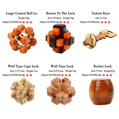 Het houten Spel van het de IQraadsel van Kong Ming Puzzles Set Luban Lock voor de Volwassen Moordenaar Brain Teaser 3 van de Jonge geitjestijd het Spelstuk speelgoed van de Niveausgraad