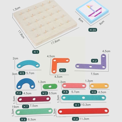 Van de spijkerraad Geometrisch Houten Vroeg Toy Toy Jigsaw Board Game Child het Onderwijs Onderwijs Houten Onderwijs van het Raadselmontessori