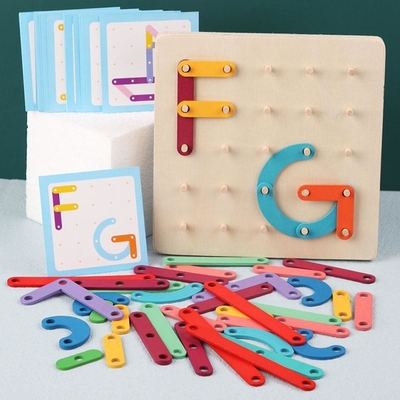 Van de spijkerraad Geometrisch Houten Vroeg Toy Toy Jigsaw Board Game Child het Onderwijs Onderwijs Houten Onderwijs van het Raadselmontessori