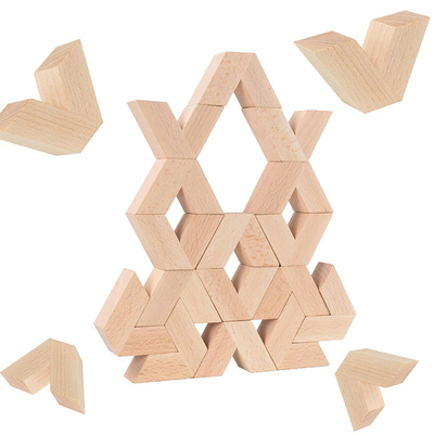 16pcs van de het Speelgoedbaby van V-vorm Natuurlijke Grote Houten 3D Bouwstenen Houten Montessori Onderwijs het Stapelen van Unpaint Blokken aan