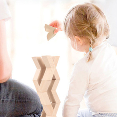 16pcs van de het Speelgoedbaby van V-vorm Natuurlijke Grote Houten 3D Bouwstenen Houten Montessori Onderwijs het Stapelen van Unpaint Blokken aan