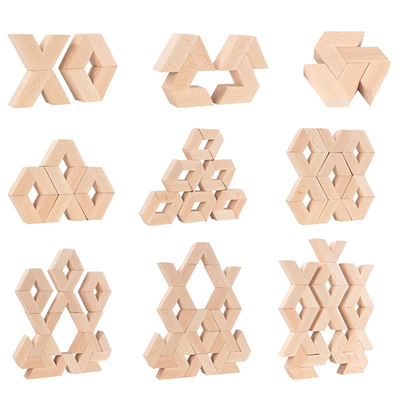 16pcs van de het Speelgoedbaby van V-vorm Natuurlijke Grote Houten 3D Bouwstenen Houten Montessori Onderwijs het Stapelen van Unpaint Blokken aan