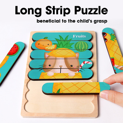 Het tweezijdige Speelgoed van de Babytoy wooden montessori materials educational van Strook 3D Raadsels voor Jonge geitjes van Kinderen de Grote Bakstenen leert