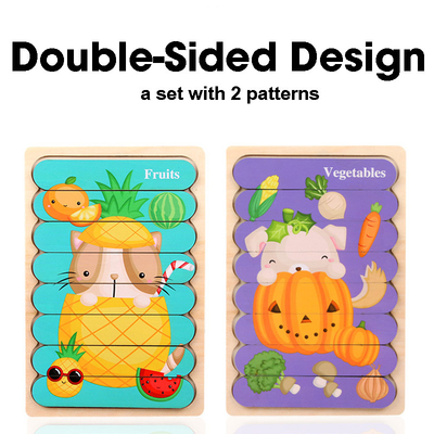 Het tweezijdige Speelgoed van de Babytoy wooden montessori materials educational van Strook 3D Raadsels voor Jonge geitjes van Kinderen de Grote Bakstenen leert