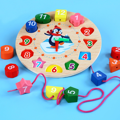 De kleurrijke Houten Digitale geparelde Dierlijke Onderwijsparels van klokmontessori brengt Gadgets in verwarring Aanpassend Klok Toy Kid