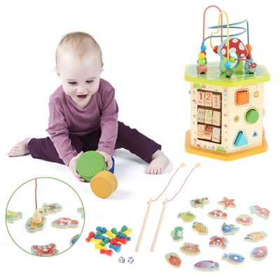 Kubus van de Montessori de Grote Houten Activiteit voor de Babyzuigeling van Nieuwjaarjonge geitjes