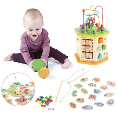 Kubus van de Montessori de Grote Houten Activiteit voor de Babyzuigeling van Nieuwjaarjonge geitjes