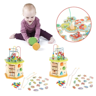 Kubus van de Montessori de Grote Houten Activiteit voor de Babyzuigeling van Nieuwjaarjonge geitjes