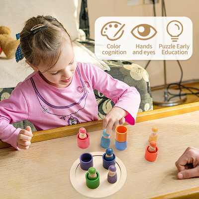 Van het het Blok Tellende Spel van de Montessori Onderwijs Houten Regenboog het Raadseljonge geitjes