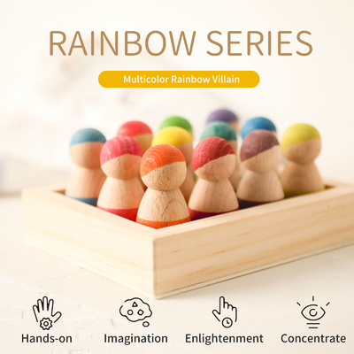 Van het het Blok Tellende Spel van de Montessori Onderwijs Houten Regenboog het Raadseljonge geitjes
