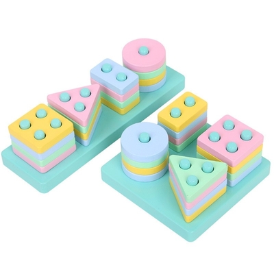Raadsel het Houten het Stapelen de Vorm van de Blokkenbaby Ontwikkelings tuimelt Sorteren Toren