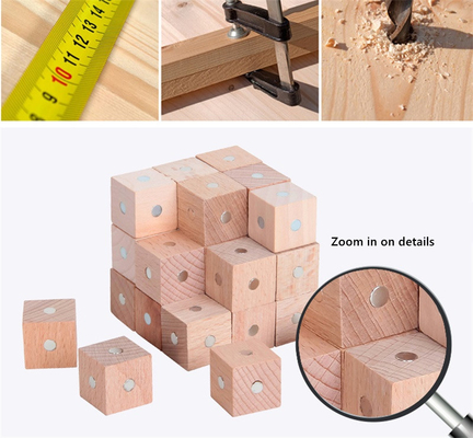 De onderwijs Vierkante Magnetische Houten Blokken 10pc 2X2X2cm van de Kubusregenboog