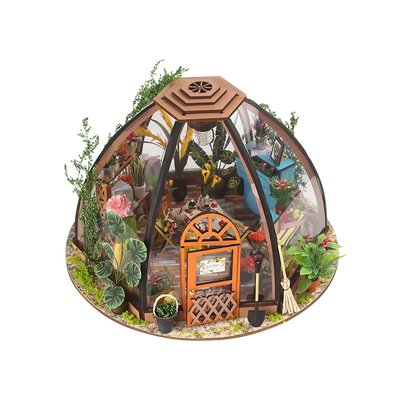 Het houten Miniatuurpoppenhuis van DIY met Meubilair het Tuinieren Hulpmiddel LEIDENE Lichte Batterij