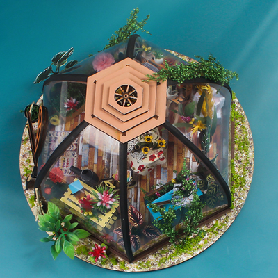 Het houten Miniatuurpoppenhuis van DIY met Meubilair het Tuinieren Hulpmiddel LEIDENE Lichte Batterij