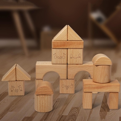 Stevig Hout die Blok Toy Shape Cognition DIY voor Jonge geitjeskinderen stapelen