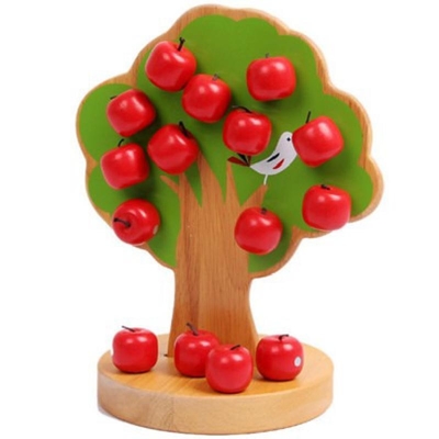 Apple-de Babyspeelgoed van Boom Houten Montessori voor het Fruit van de Jonge geitjesoogst Onderwijs