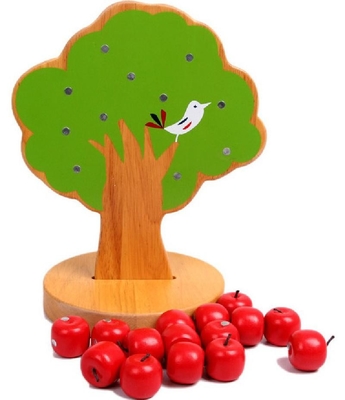Apple-de Babyspeelgoed van Boom Houten Montessori voor het Fruit van de Jonge geitjesoogst Onderwijs