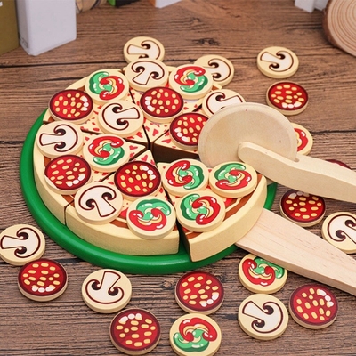 64 PCs beweren Spel Houten Pizza Toy For Children Food Cooking