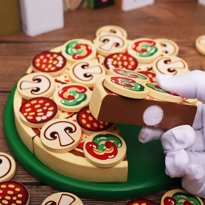 64 PCs beweren Spel Houten Pizza Toy For Children Food Cooking