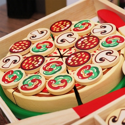 64 PCs beweren Spel Houten Pizza Toy For Children Food Cooking