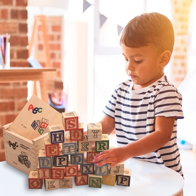 27pcs de houten die Blokken van de AlfabetBlokletter met Aantal worden gedrukt