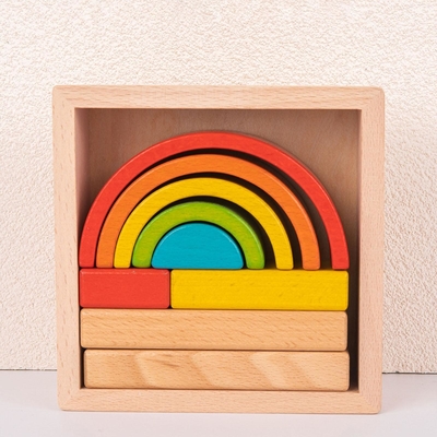 Houten Stapelaar het Nestelen Raadselblokken Montessori die Spel voor Kleuterschool stapelen