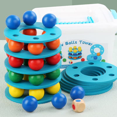 De unisex- Houten Montessori-Kinderen die van het Babyspeelgoed Spel stapelen