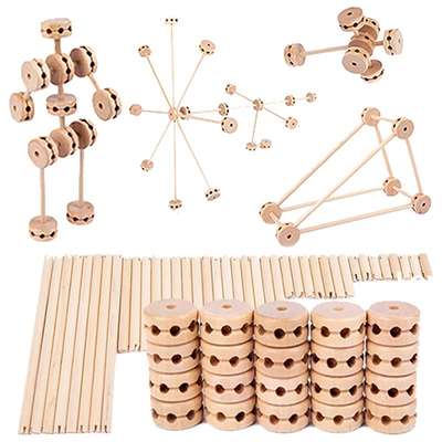 3D Blokken Diy van Buliding van het Conceptfort Houten assembleren Onderwijsmontessori