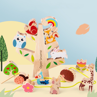 Houten Dierlijk Saldo die Spel Natuurlijke Boom Toy For Preschool stapelen