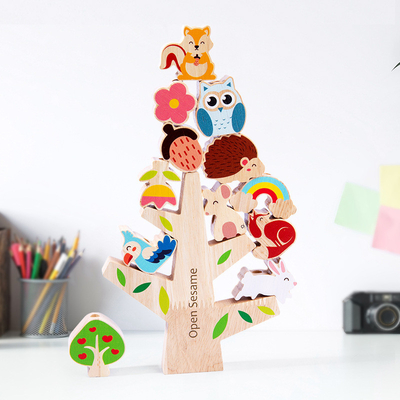Houten Dierlijk Saldo die Spel Natuurlijke Boom Toy For Preschool stapelen