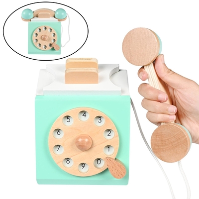 Retro Simulatietelefoon Playset Houten Onderwijstoy for children