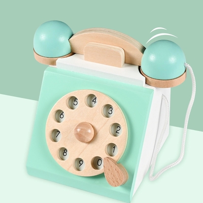 Retro Simulatietelefoon Playset Houten Onderwijstoy for children
