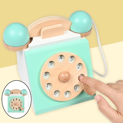 Retro Simulatietelefoon Playset Houten Onderwijstoy for children