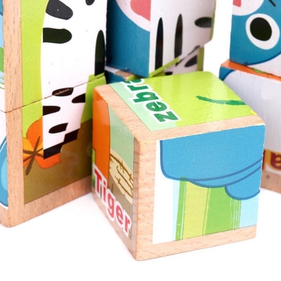 3D Houten Bouwstenen Onderwijs Zes Opgeruimde Kubussen voor Kinderen