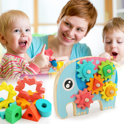 Het intelligente Dierlijke Ontwerp van Olifantsowl gear block wood creative