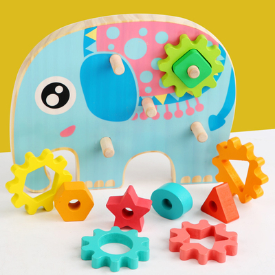 Het intelligente Dierlijke Ontwerp van Olifantsowl gear block wood creative