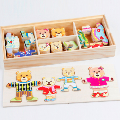 72pcs het houten Dierlijke Konijn van het Puzzelsbeeldverhaal draagt Kleding