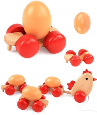Houten Hen Pulling Egg Driving Train-Handbediend Ouderkind