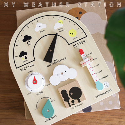 De houten Raad van Weerstationtoy weather forecast holiday calendar