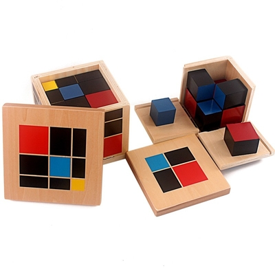 Trinomial de Kubus Houten Speelgoed van de Montessori Rekenkundig Algebraïsch Binomiaal Kubus