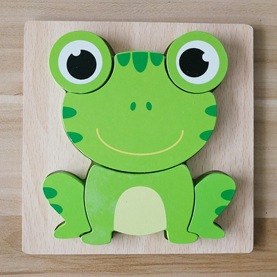 Houten Cognitief de Kinderen Vroeg Onderwijs van het Beeldverhaal Dierlijk 3D Raadsel