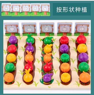 Van het het Landbouwbedrijffruit van kinderen Houten Plantaardige Interactieve de Kleuren Cognitieve Classificatie