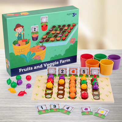 Van het het Landbouwbedrijffruit van kinderen Houten Plantaardige Interactieve de Kleuren Cognitieve Classificatie