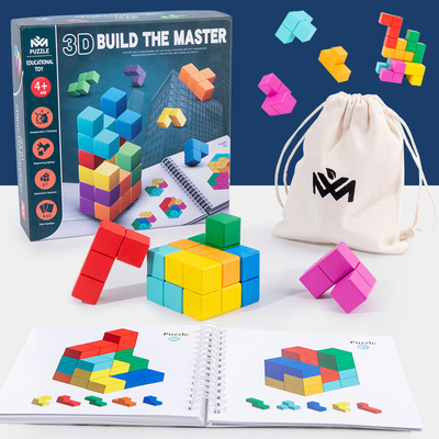 Het bouw Ruimte Hoofd Creatieve het Denken Houten Vroege Onderwijs van het Kubusraadsel