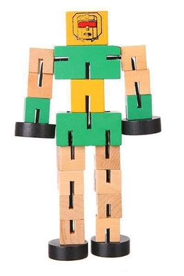 Van de het Blokhand van Toy Puzzle Deformed Wooden Robot van kinderen het Spelmodel