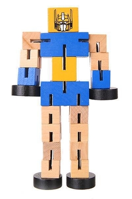 Van de het Blokhand van Toy Puzzle Deformed Wooden Robot van kinderen het Spelmodel