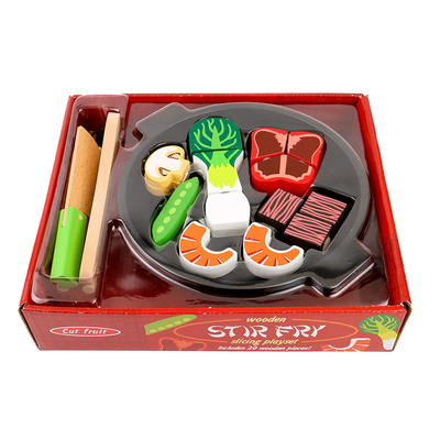 Plantaardige Hete Houten Miniatuur de Keuken Vastgestelde Kinderen van de Pottenwok Onderwijs