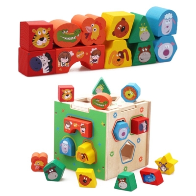 Het houten Geometrische Toy Teaching Aid Baby Brain-Ontwikkelingsprobleem Oplossen