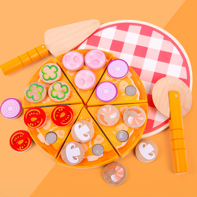Houten Pizza Toy Fruit Vegetable With Tableware van de voedsel de Kokende Simulatie
