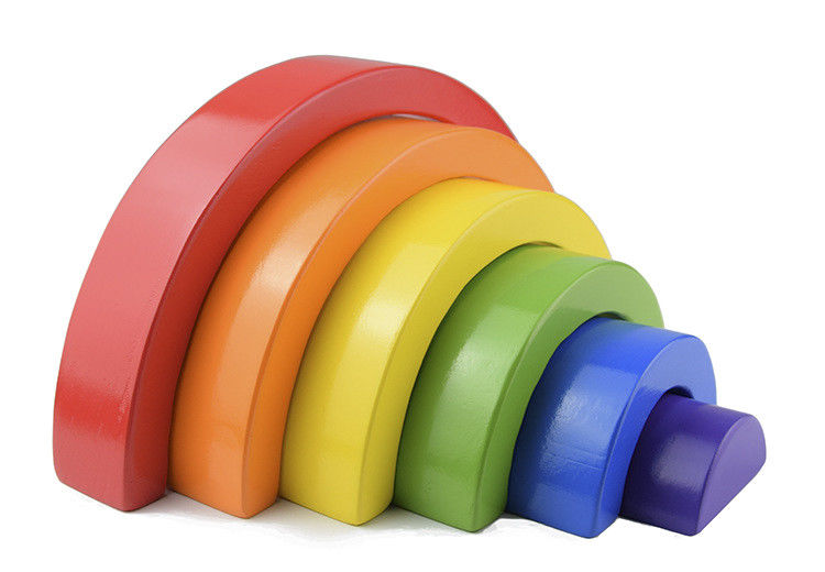 Zeven Kleur 13.5cm Houten Regenboogstapelaar Toy Jengle Arched
